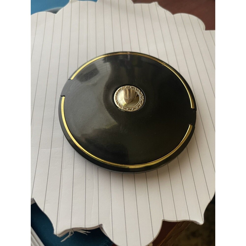 Vintage Black & Gold Tone Double Mirror Hinged Compact